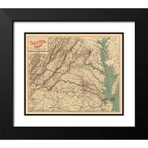 Battle Fields Virginia - 1891 Black Modern Wood Framed Art Print with Double Matting by Unknown
