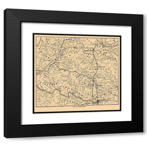 Battle Ground Virginia - Forbes 1863 Black Modern Wood Framed Art Print with Double Matting by Forbes
