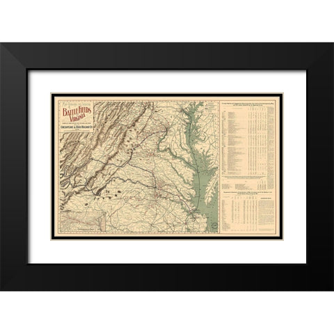 Battle Fields Virginia - 1898 Black Modern Wood Framed Art Print with Double Matting by Unknown