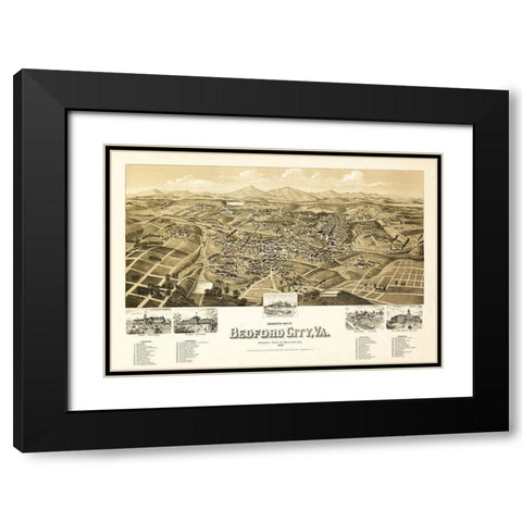 Bedford Virginia - 1891 Black Modern Wood Framed Art Print with Double Matting by Unknown