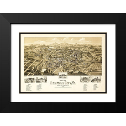 Bedford Virginia - 1891 Black Modern Wood Framed Art Print with Double Matting by Unknown