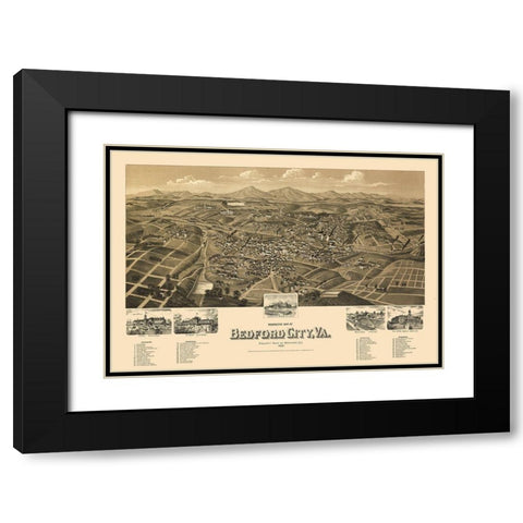 Bedford Virginia - Perry 1891 Black Modern Wood Framed Art Print with Double Matting by Perry