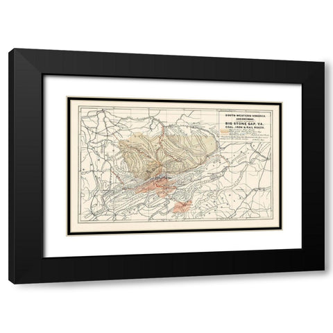 South Western Virginia - Nader 1892 Black Modern Wood Framed Art Print with Double Matting by Nader