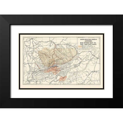 South Western Virginia - Nader 1892 Black Modern Wood Framed Art Print with Double Matting by Nader