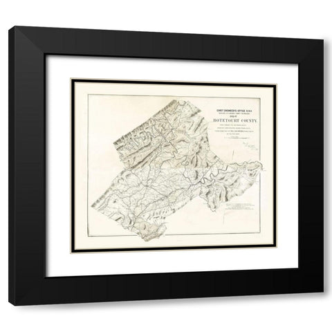 Botetourt County Virginia - Randolph 1864 Black Modern Wood Framed Art Print with Double Matting by Randolph