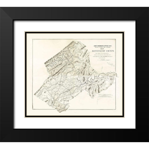 Botetourt County Virginia - Randolph 1864 Black Modern Wood Framed Art Print with Double Matting by Randolph