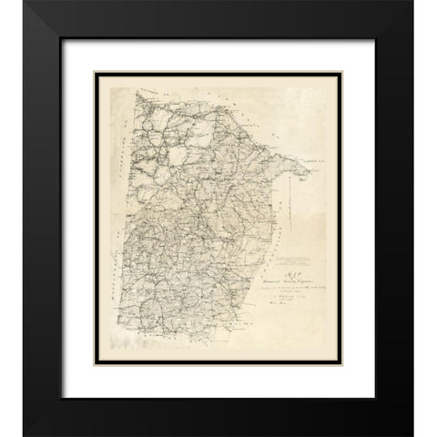 Brunswick County Virginia - Graves 1864 Black Modern Wood Framed Art Print with Double Matting by Graves