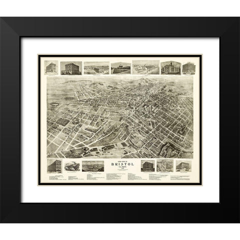 Bristol Virginia - Fowell 1912 Black Modern Wood Framed Art Print with Double Matting by Fowler