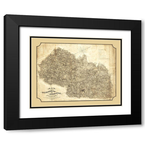 Buckingham County Virginia - Cassell 1863 Black Modern Wood Framed Art Print with Double Matting by Cassell
