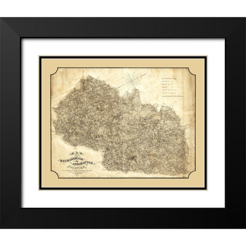 Buckingham County Virginia - Cassell 1863 Black Modern Wood Framed Art Print with Double Matting by Cassell