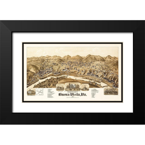 Buena Vista - 1891 Black Modern Wood Framed Art Print with Double Matting by Unknown