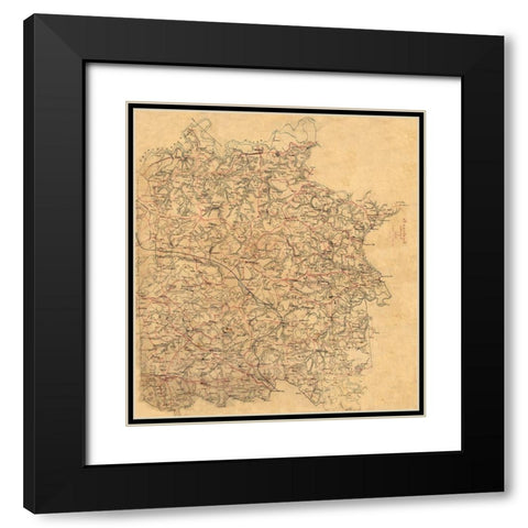 Caroline County Virginia - Alt 1860 Black Modern Wood Framed Art Print with Double Matting by Alt