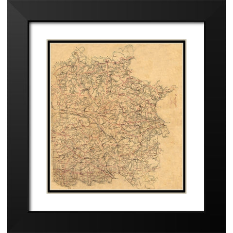 Caroline County Virginia - Alt 1860 Black Modern Wood Framed Art Print with Double Matting by Alt