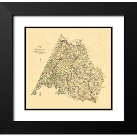 Campbell County Virginia - Campbell 1860 Black Modern Wood Framed Art Print with Double Matting by Campbell