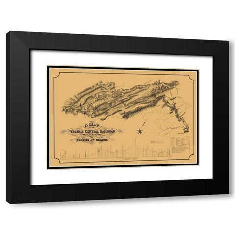 Central Railroad Virginia - Gillt 1860 Black Modern Wood Framed Art Print with Double Matting by Gillt