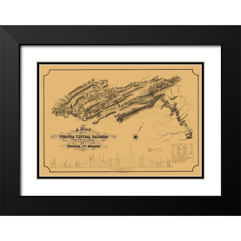 Central Railroad Virginia - Gillt 1860 Black Modern Wood Framed Art Print with Double Matting by Gillt