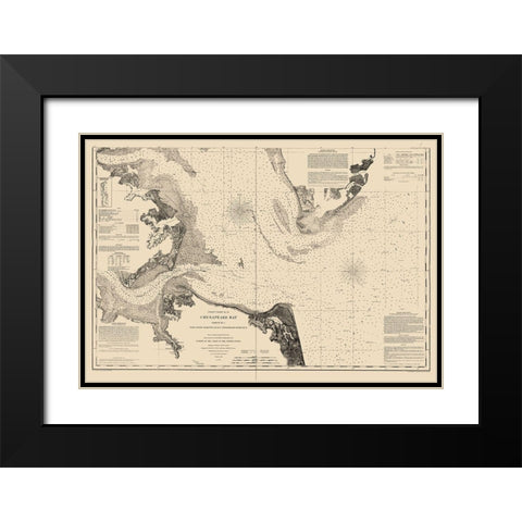 Chesapeake Bay, York River - Williams 1863 Black Modern Wood Framed Art Print with Double Matting by Williams
