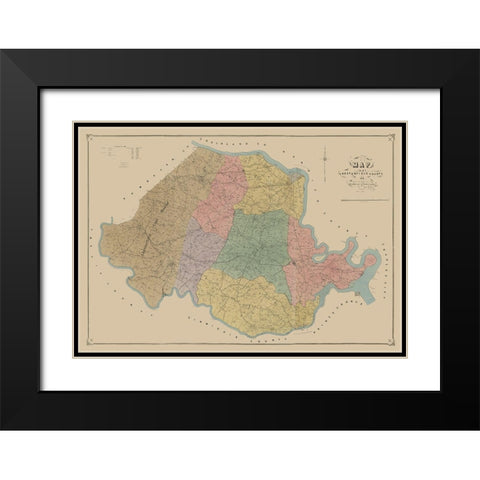 Chersterfield County Virginia - LaGrade 1888 Black Modern Wood Framed Art Print with Double Matting by La Prade