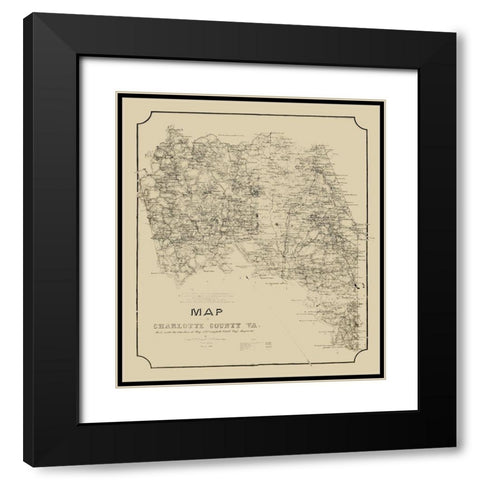 Charlotte County Virginia - Campbell 1864 Black Modern Wood Framed Art Print with Double Matting by Campbell