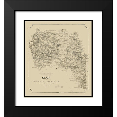 Charlotte County Virginia - Campbell 1864 Black Modern Wood Framed Art Print with Double Matting by Campbell
