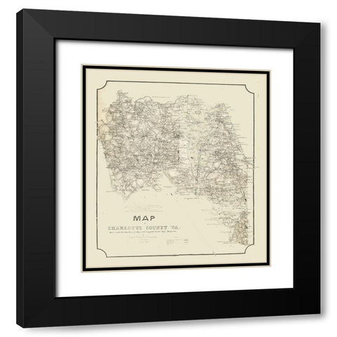 Charlotte County Virginia - Campbell 1864 Black Modern Wood Framed Art Print with Double Matting by Campbell