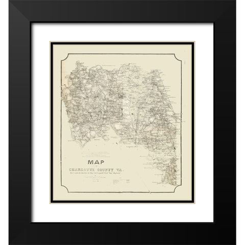Charlotte County Virginia - Campbell 1864 Black Modern Wood Framed Art Print with Double Matting by Campbell