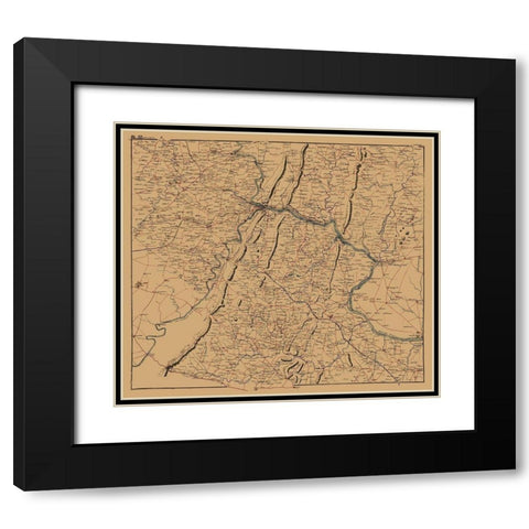 Clarke County Virginia - 1864 Black Modern Wood Framed Art Print with Double Matting by Unknown
