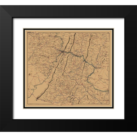 Clarke County Virginia - 1864 Black Modern Wood Framed Art Print with Double Matting by Unknown