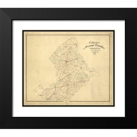 Culpeper County Virginia - Hotchkiss 1867 Black Modern Wood Framed Art Print with Double Matting by Hotchkiss