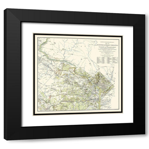 Military Defenses Virginia Washington Black Modern Wood Framed Art Print with Double Matting by McDowell