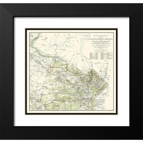 Military Defenses Virginia Washington Black Modern Wood Framed Art Print with Double Matting by McDowell
