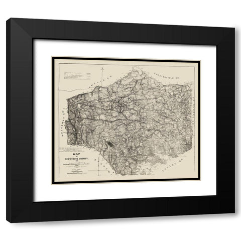 Dinwiddie County Virginia - Graves 1864 Black Modern Wood Framed Art Print with Double Matting by Graves