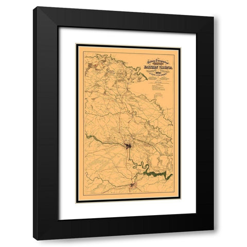Eastern Virginia - Sholl 1864 Black Modern Wood Framed Art Print with Double Matting by Sholl