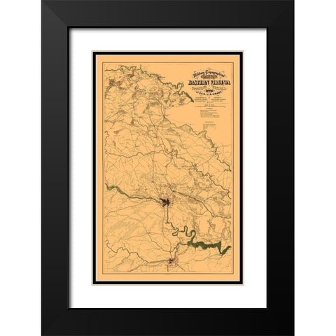 Eastern Virginia - Sholl 1864 Black Modern Wood Framed Art Print with Double Matting by Sholl