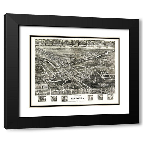 Emporia Virginia - Fowler 1907 Black Modern Wood Framed Art Print with Double Matting by Fowler