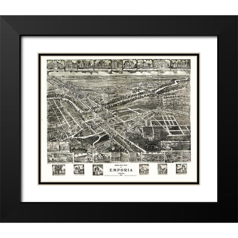 Emporia Virginia - Fowler 1907 Black Modern Wood Framed Art Print with Double Matting by Fowler