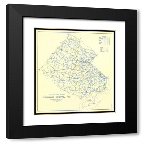 Fairfax County Rural Delivery Routes - USPS 1912 Black Modern Wood Framed Art Print with Double Matting by USPS