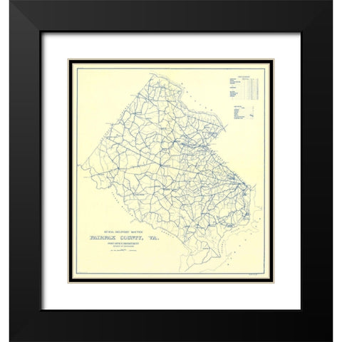 Fairfax County Rural Delivery Routes - USPS 1912 Black Modern Wood Framed Art Print with Double Matting by USPS