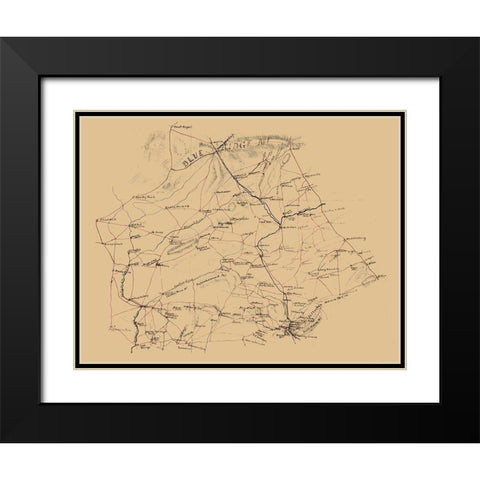 Fauquier County Virginia - 1860 Black Modern Wood Framed Art Print with Double Matting by Unknown