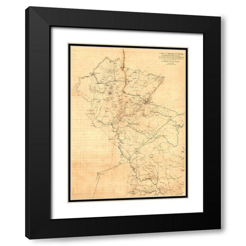 Fauquier County Virginia - Hotchkiss 1863 Black Modern Wood Framed Art Print with Double Matting by Hotchkiss