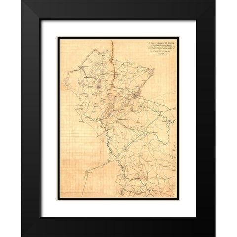 Fauquier County Virginia - Hotchkiss 1863 Black Modern Wood Framed Art Print with Double Matting by Hotchkiss