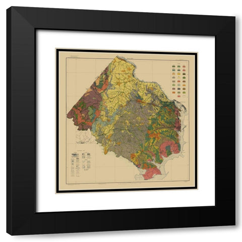 Fairfax County Virginia - Kingling 1915 Black Modern Wood Framed Art Print with Double Matting by KIngling