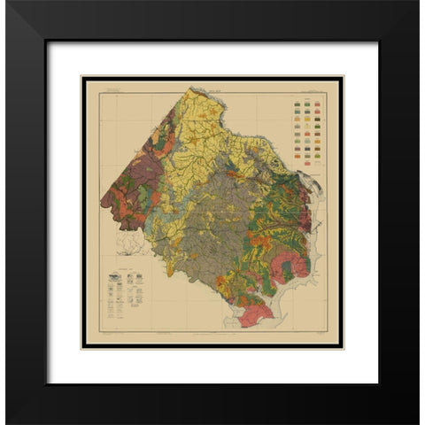 Fairfax County Virginia - Kingling 1915 Black Modern Wood Framed Art Print with Double Matting by KIngling