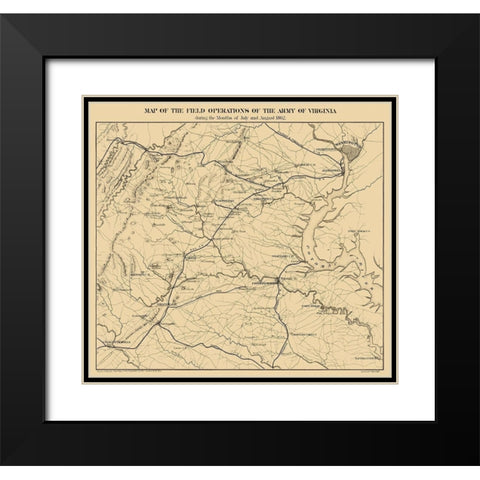 Field of Operations Virginia - Pope 1866 Black Modern Wood Framed Art Print with Double Matting by Pope