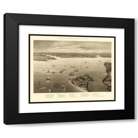 Fortress Monroe Virginia - Wells 1862 Black Modern Wood Framed Art Print with Double Matting by Wells