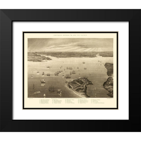 Fortress Monroe Virginia - Wells 1862 Black Modern Wood Framed Art Print with Double Matting by Wells