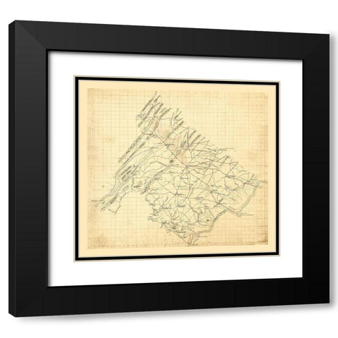 Frederick County Virginia - 1860 Black Modern Wood Framed Art Print with Double Matting by Unknown