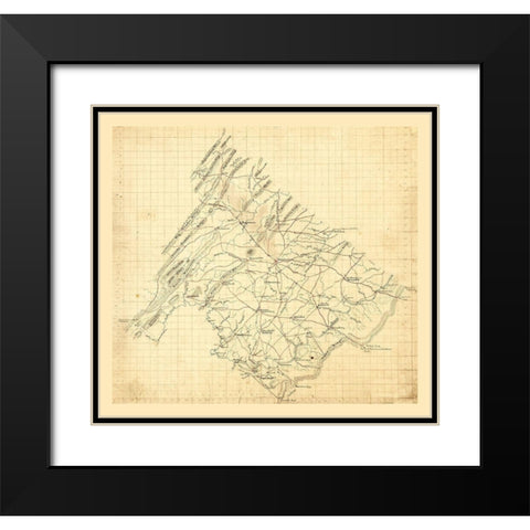 Frederick County Virginia - 1860 Black Modern Wood Framed Art Print with Double Matting by Unknown