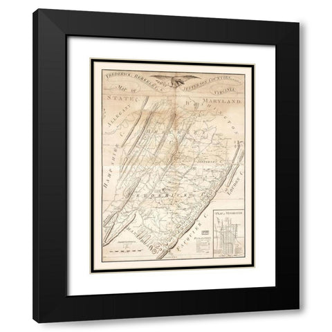Frederick Berkeley Jefferson County Virginia - Tarte 1809 Black Modern Wood Framed Art Print with Double Matting by Tarte