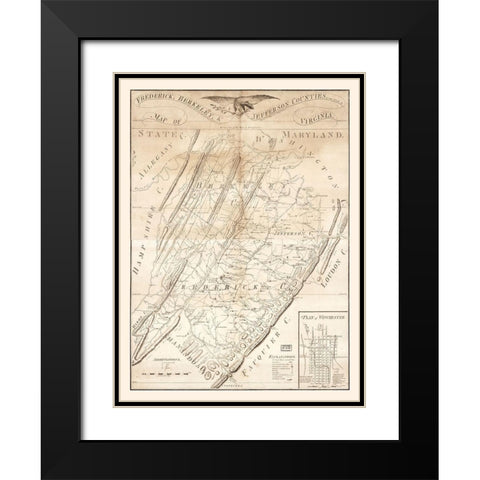 Frederick Berkeley Jefferson County Virginia - Tarte 1809 Black Modern Wood Framed Art Print with Double Matting by Tarte